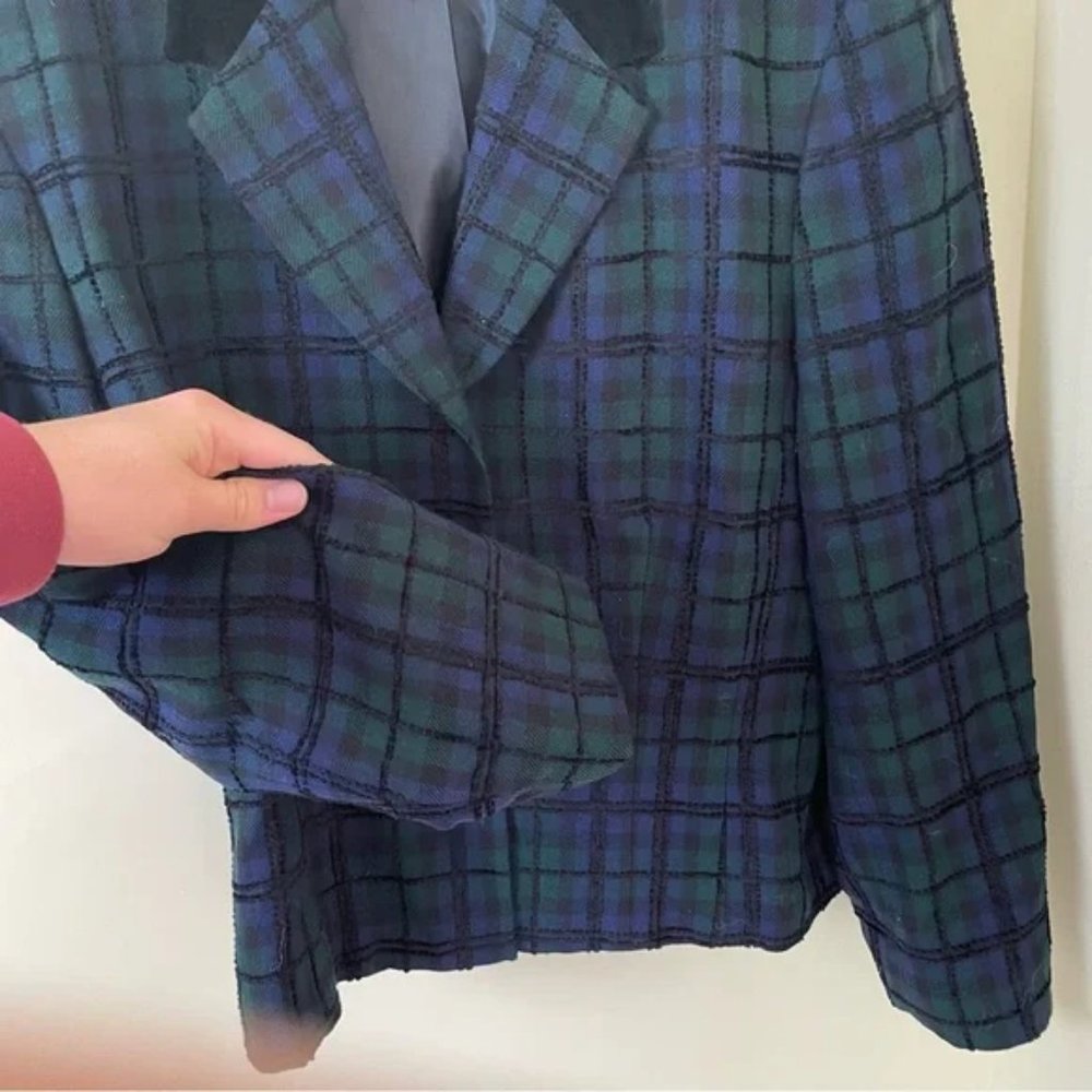 Vintage Pendleton Plaid Wool Blend Blazer in Blue and Green Size 18 - Picture 3 of 9